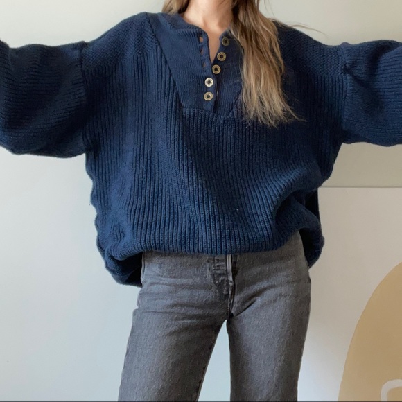 SOLD ON DEPOP Vintage Eddie Bauer Ribbed Cotton Henley Sweater - Picture 2 of 5